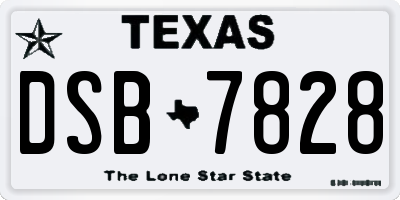 TX license plate DSB7828