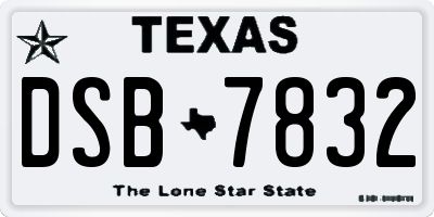 TX license plate DSB7832