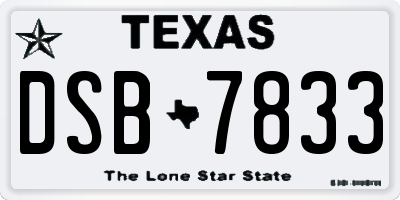 TX license plate DSB7833