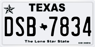 TX license plate DSB7834