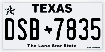 TX license plate DSB7835