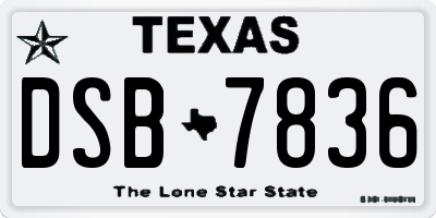 TX license plate DSB7836