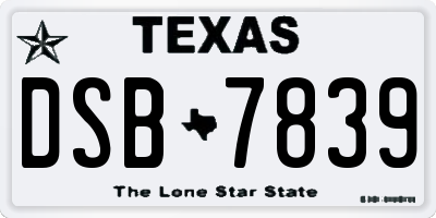 TX license plate DSB7839