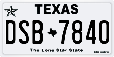 TX license plate DSB7840