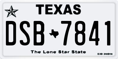 TX license plate DSB7841