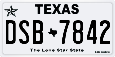 TX license plate DSB7842