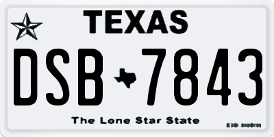 TX license plate DSB7843