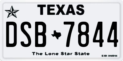 TX license plate DSB7844