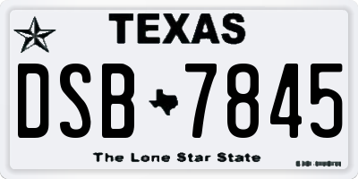 TX license plate DSB7845