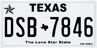 TX license plate DSB7846