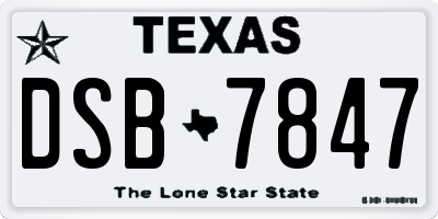 TX license plate DSB7847