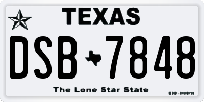 TX license plate DSB7848
