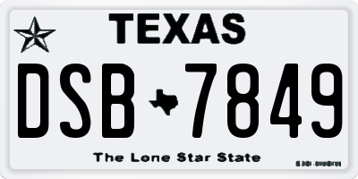 TX license plate DSB7849