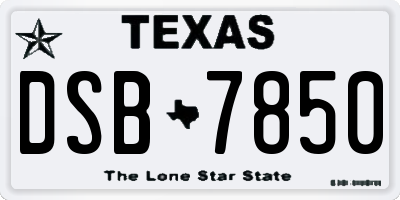 TX license plate DSB7850