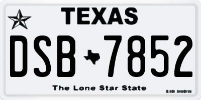 TX license plate DSB7852