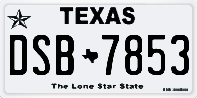 TX license plate DSB7853
