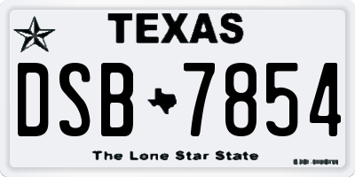 TX license plate DSB7854
