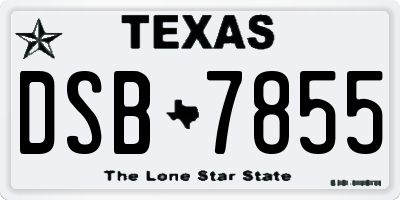 TX license plate DSB7855