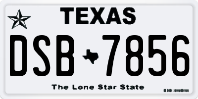 TX license plate DSB7856