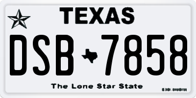 TX license plate DSB7858