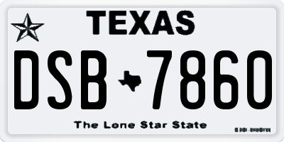 TX license plate DSB7860