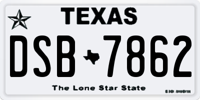 TX license plate DSB7862