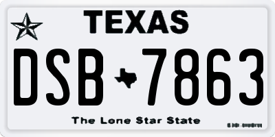 TX license plate DSB7863