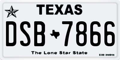 TX license plate DSB7866