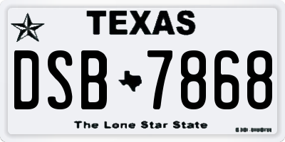 TX license plate DSB7868