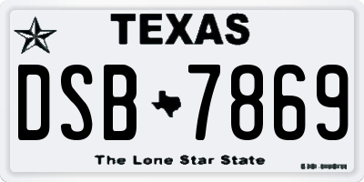 TX license plate DSB7869