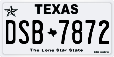 TX license plate DSB7872