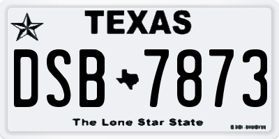 TX license plate DSB7873