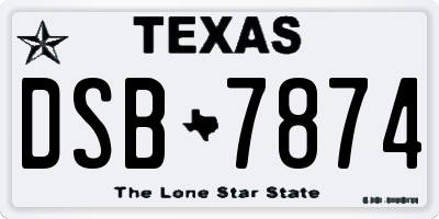 TX license plate DSB7874