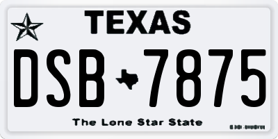 TX license plate DSB7875
