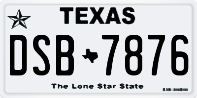 TX license plate DSB7876