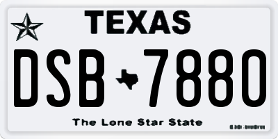 TX license plate DSB7880