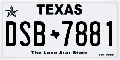 TX license plate DSB7881
