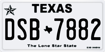 TX license plate DSB7882