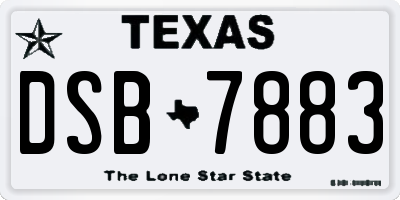 TX license plate DSB7883
