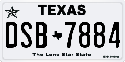 TX license plate DSB7884