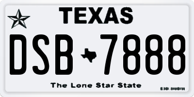 TX license plate DSB7888