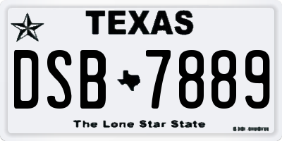 TX license plate DSB7889