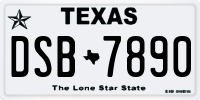 TX license plate DSB7890