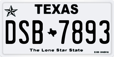 TX license plate DSB7893