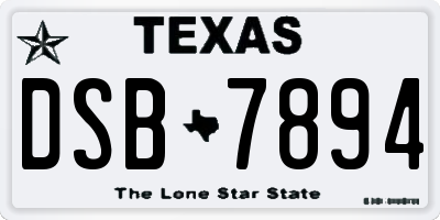 TX license plate DSB7894