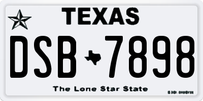 TX license plate DSB7898