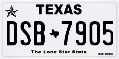 TX license plate DSB7905