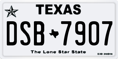 TX license plate DSB7907
