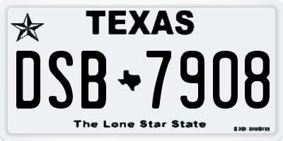 TX license plate DSB7908