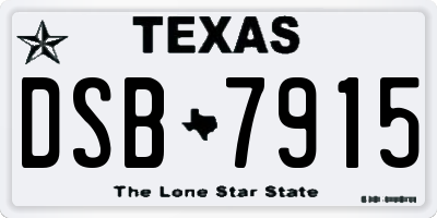 TX license plate DSB7915
